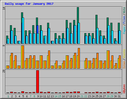 Daily usage for January 2017